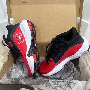 Under Armour Kids Red and Black Athletic Sneakers